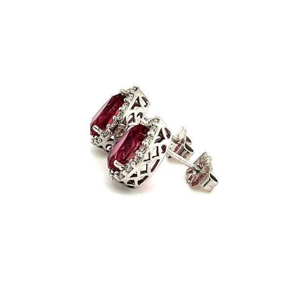 Natural Pink Tourmaline Diamond Earrings 14k WG 2.02 TCW Certified $3,950 211890 - Picture 6 of 16